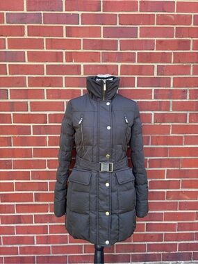 MICHAEL Michael Kors Olive Green Quilted Belted Down Puffer Coat women XXS